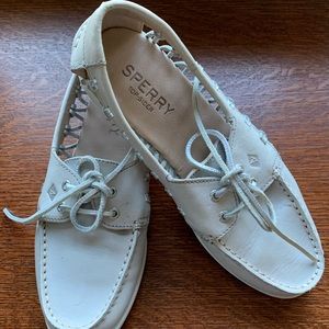 Sperry grey and silver top sider woven 9.5